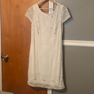 Adrianna Papell Beaded/Sequin White Dress